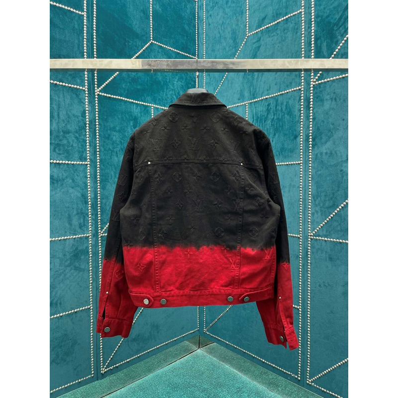 l**is V*t*n embroidered denim jacket red and black