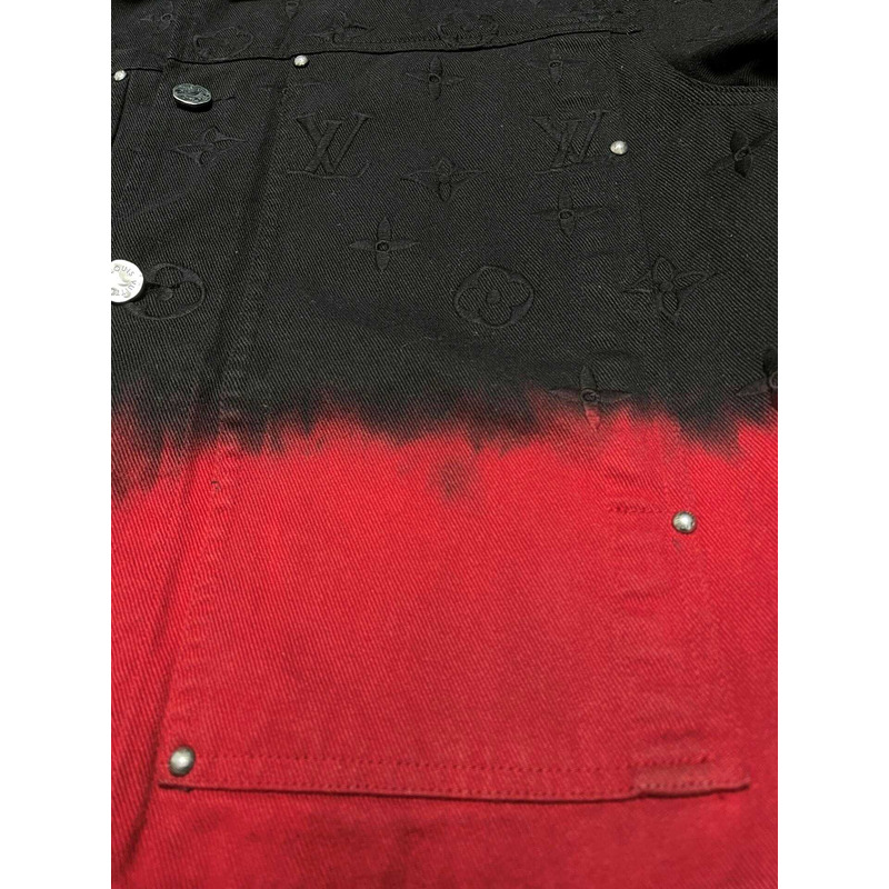 l**is V*t*n embroidered denim jacket red and black