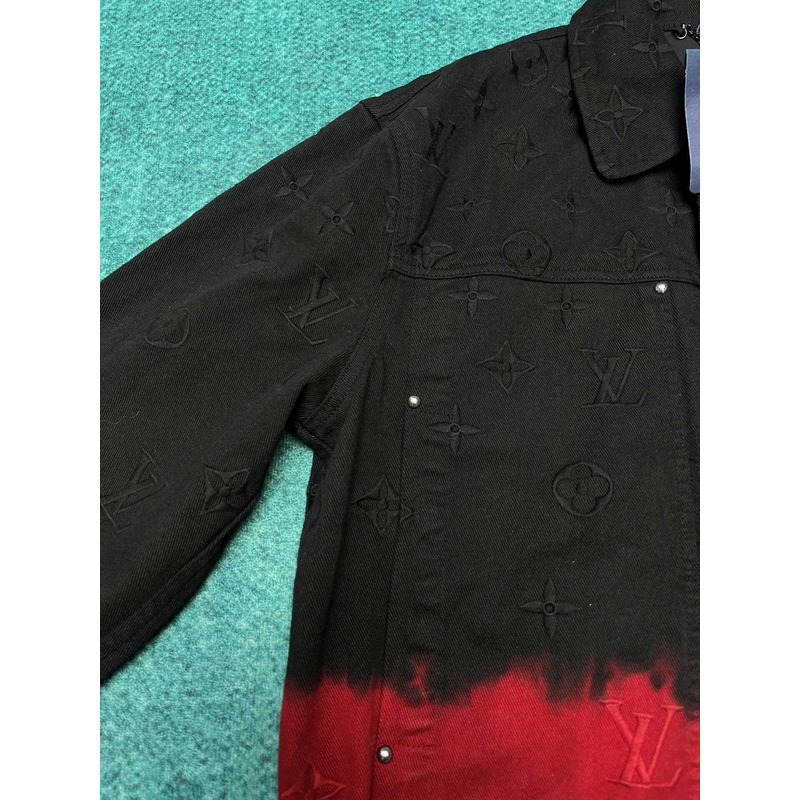 l**is V*t*n embroidered denim jacket red and black