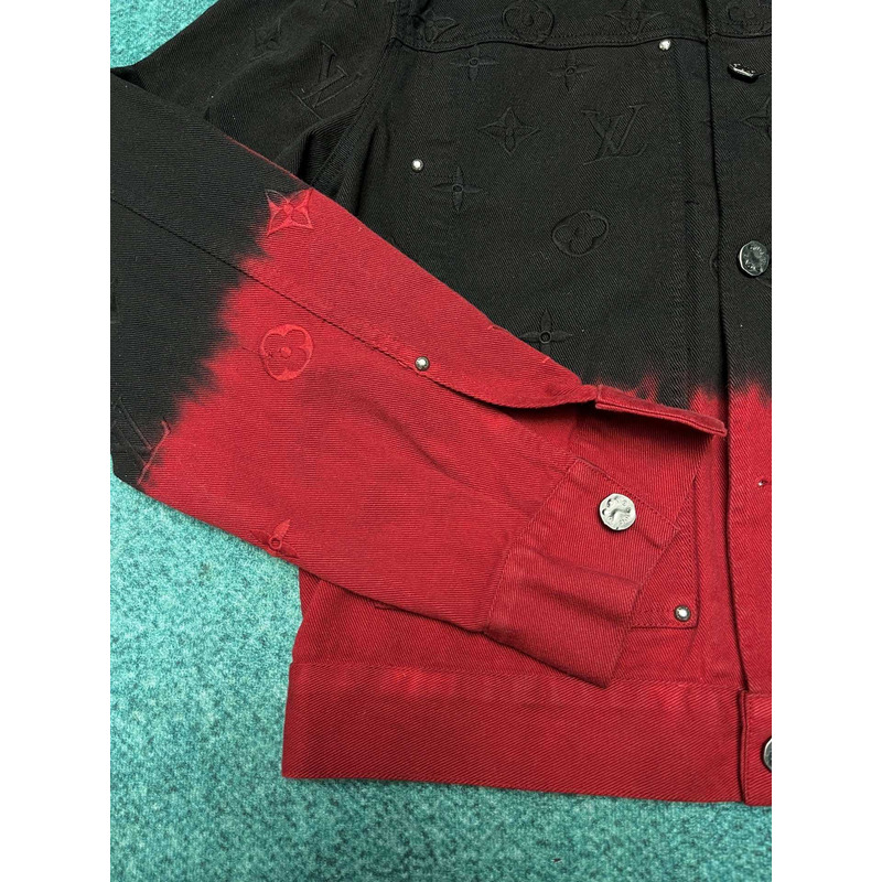 l**is V*t*n embroidered denim jacket red and black