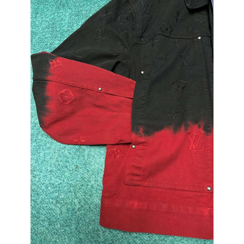 l**is V*t*n embroidered denim jacket red and black