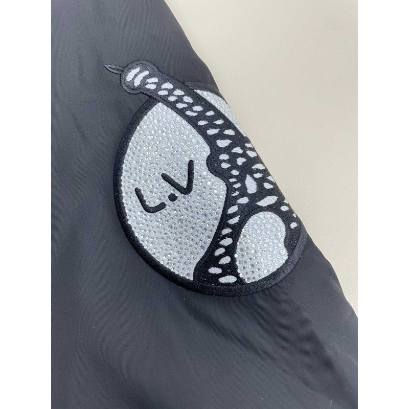 l**is V*t*n logo printed bomber jacket black