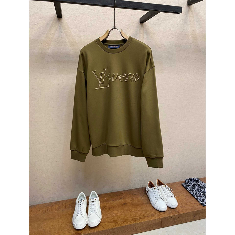 l**is V*t*n cotton signature crewneck olive green