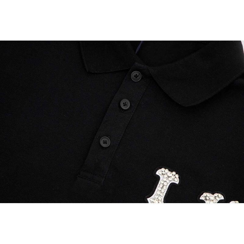 l**is V*t*n cotton pique polo with embroidered lv patch black