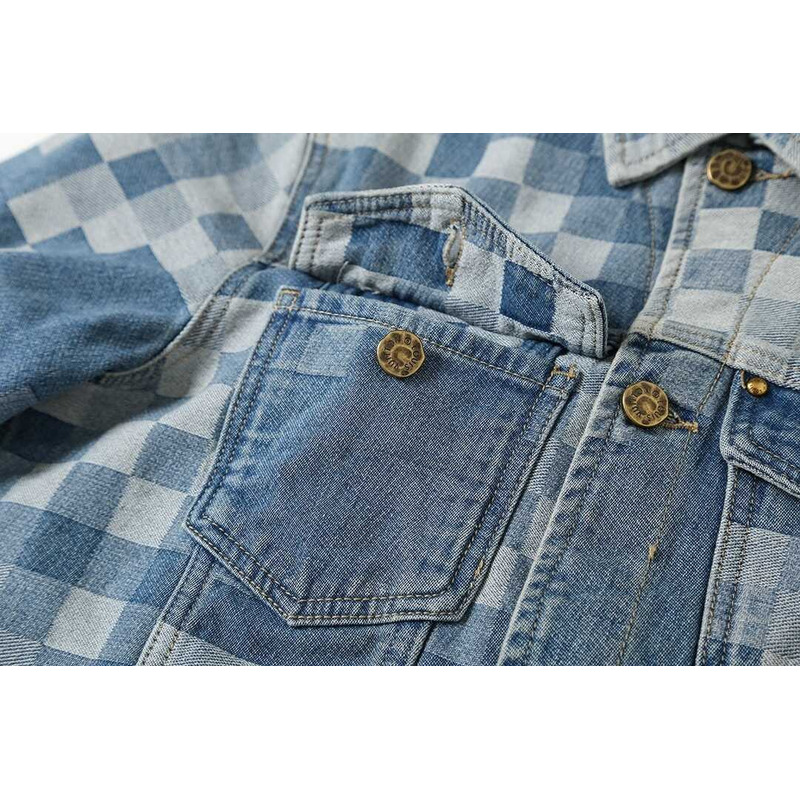 l**is V*t*n damier damoflage classic denim jacket indigo