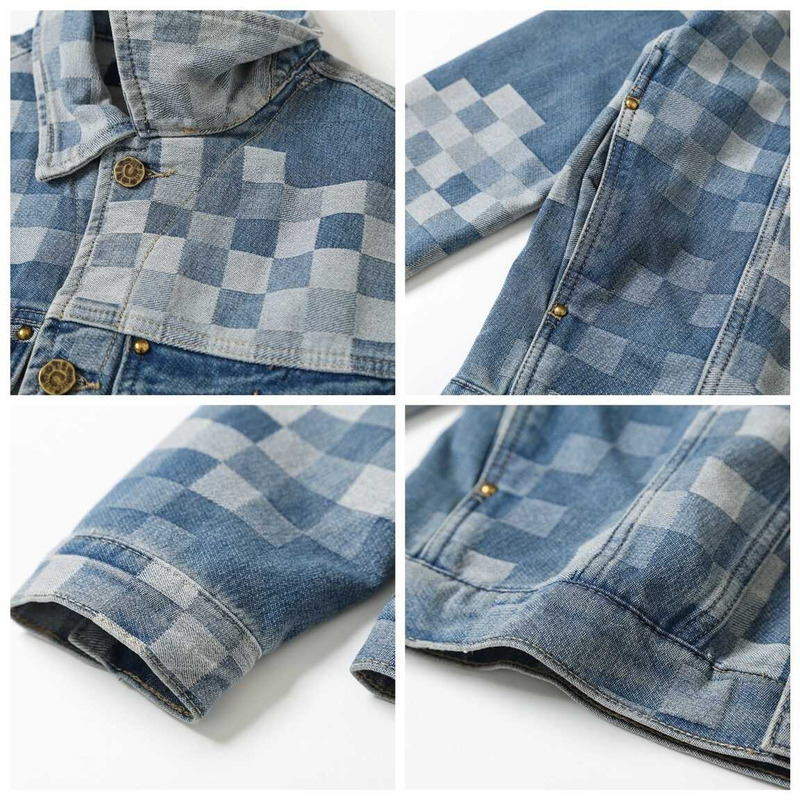 l**is V*t*n damier damoflage classic denim jacket indigo