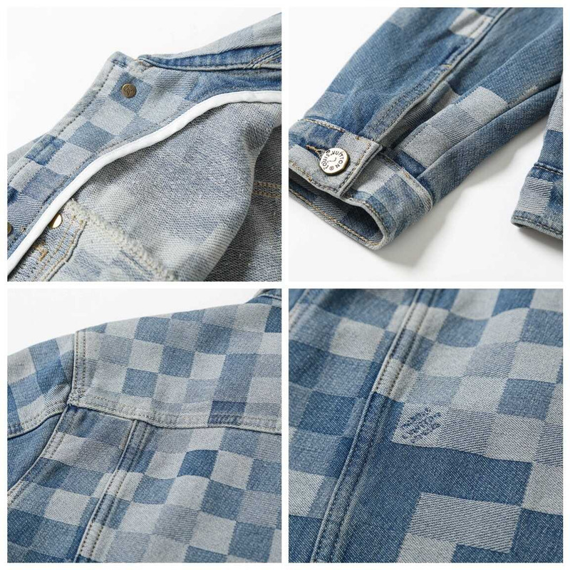 l**is V*t*n damier damoflage classic denim jacket indigo