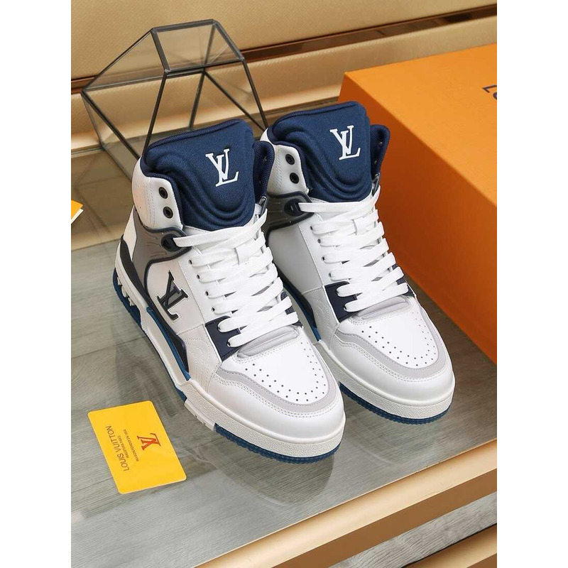 l**is V*t*n lv trainer sneaker boot calfskin white blue