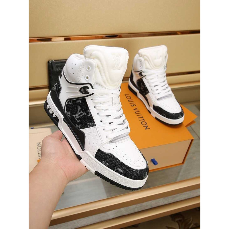 l**is V*t*n lv trainer sneaker boot black and white