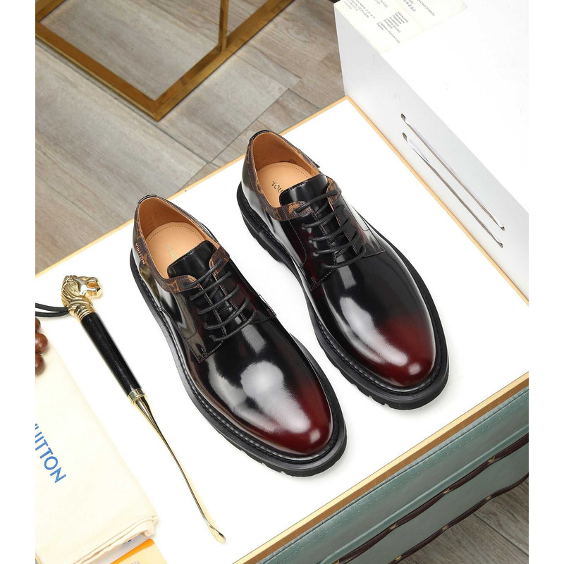 l**is V*t*n patent calf leather derby black and red