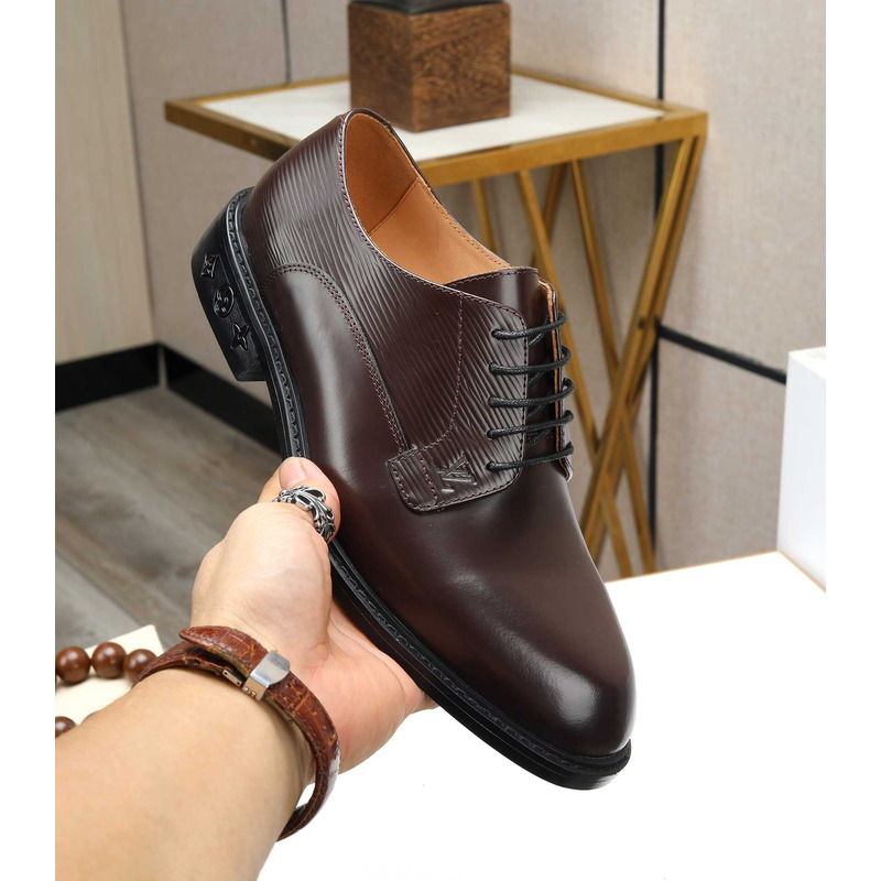 l**is V*t*n patent calf leather derby wine