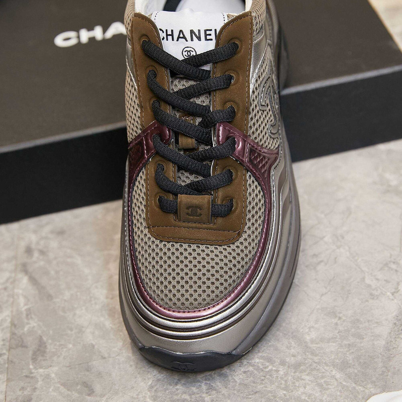 Ch*el sneakers fabric & laminated multi color