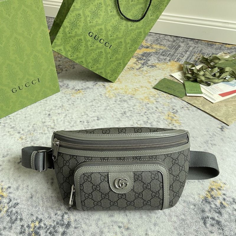 G*u*i ophidia belt bag grey and black gg sup*e canvas