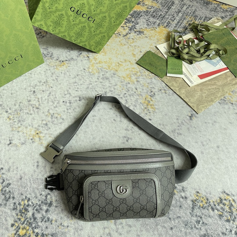 G*u*i ophidia belt bag grey and black gg sup*e canvas