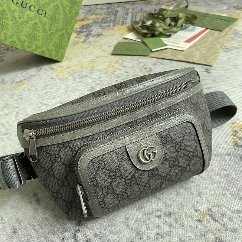 G*u*i ophidia belt bag grey and black gg sup*e canvas