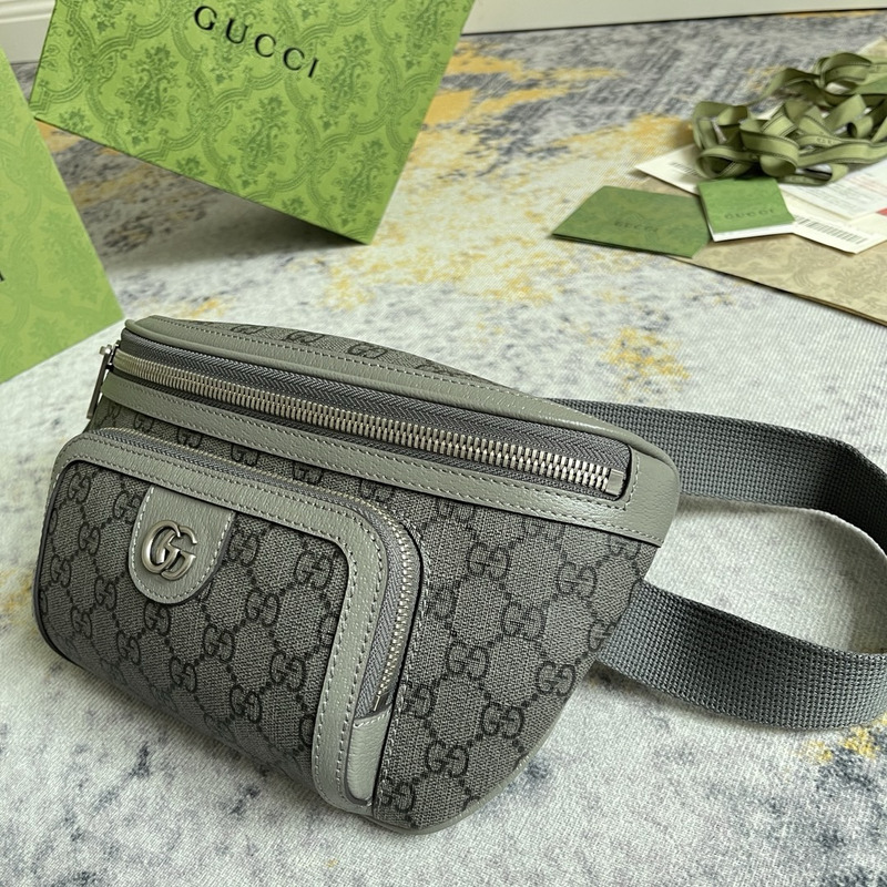 G*u*i ophidia belt bag grey and black gg sup*e canvas