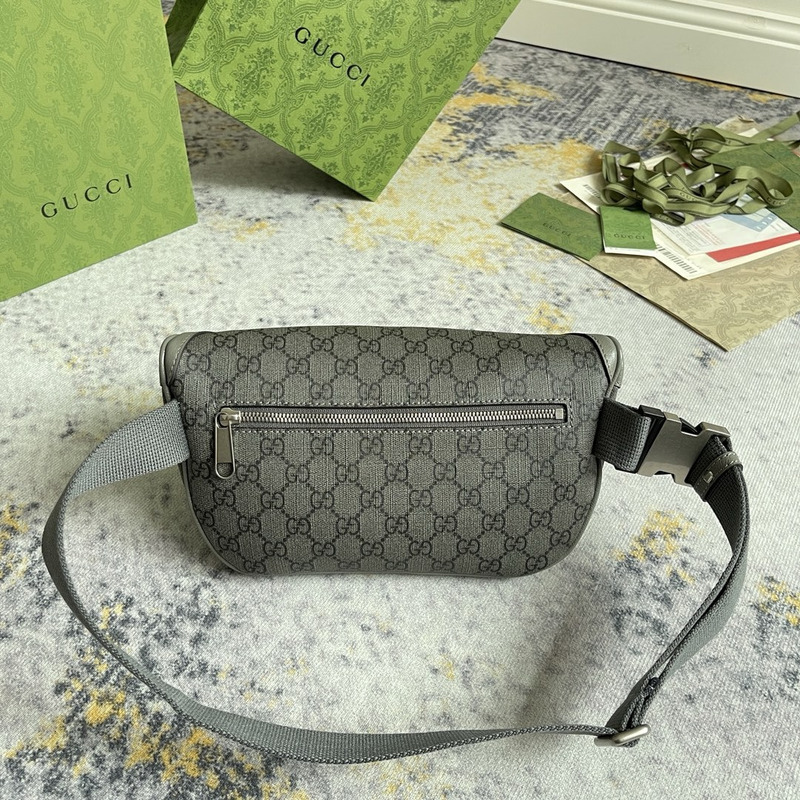 G*u*i ophidia belt bag grey and black gg sup*e canvas