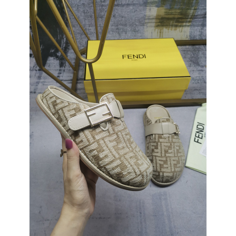 F**di feel chenille flats pigeon grey