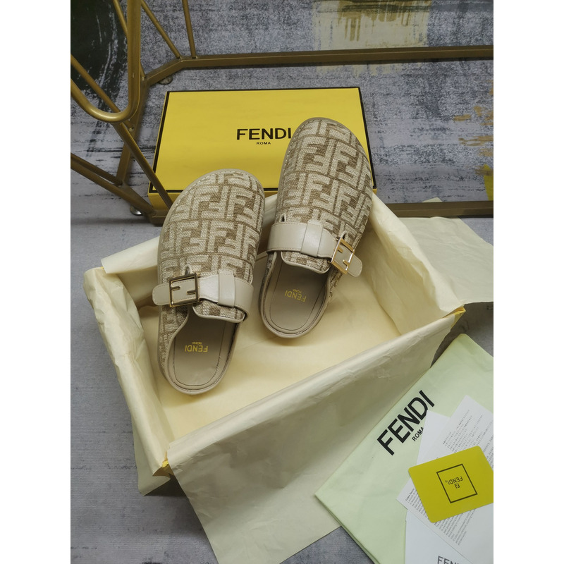 F**di feel chenille flats pigeon grey