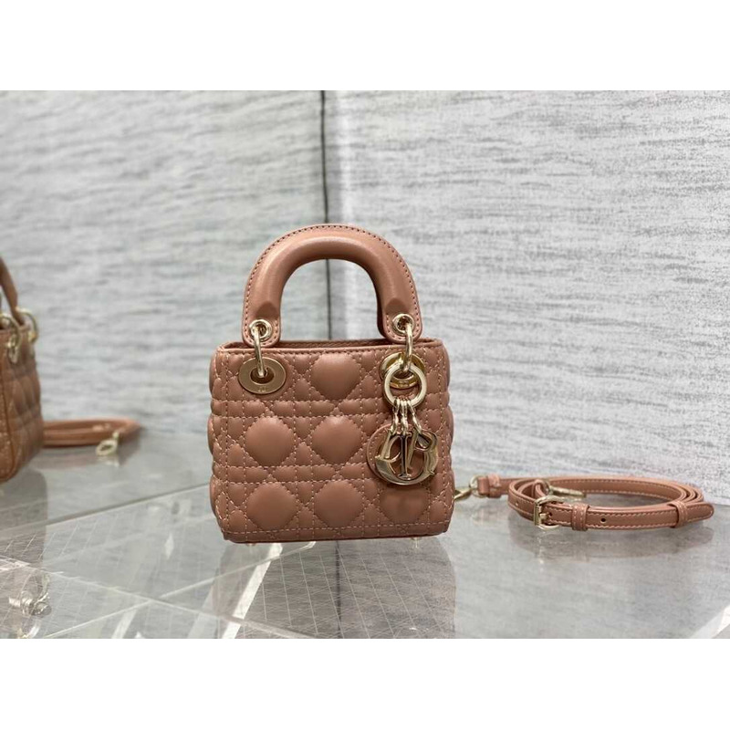 D*or lady D*or micro bag rose des vents cannage lambskin