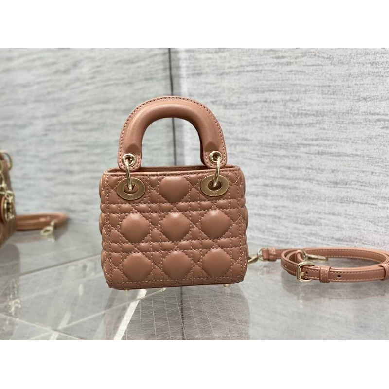 D*or lady D*or micro bag rose des vents cannage lambskin