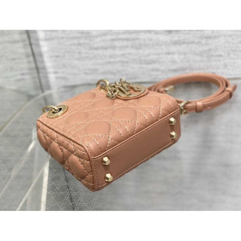 D*or lady D*or micro bag rose des vents cannage lambskin