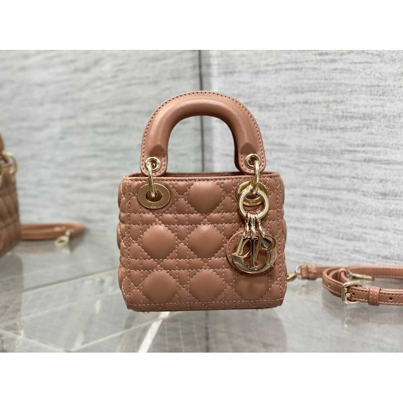 D*or lady D*or micro bag rose des vents cannage lambskin