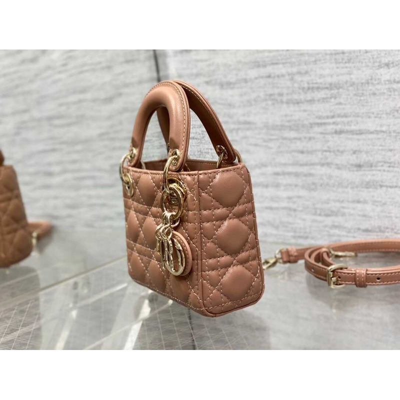 D*or lady D*or micro bag rose des vents cannage lambskin