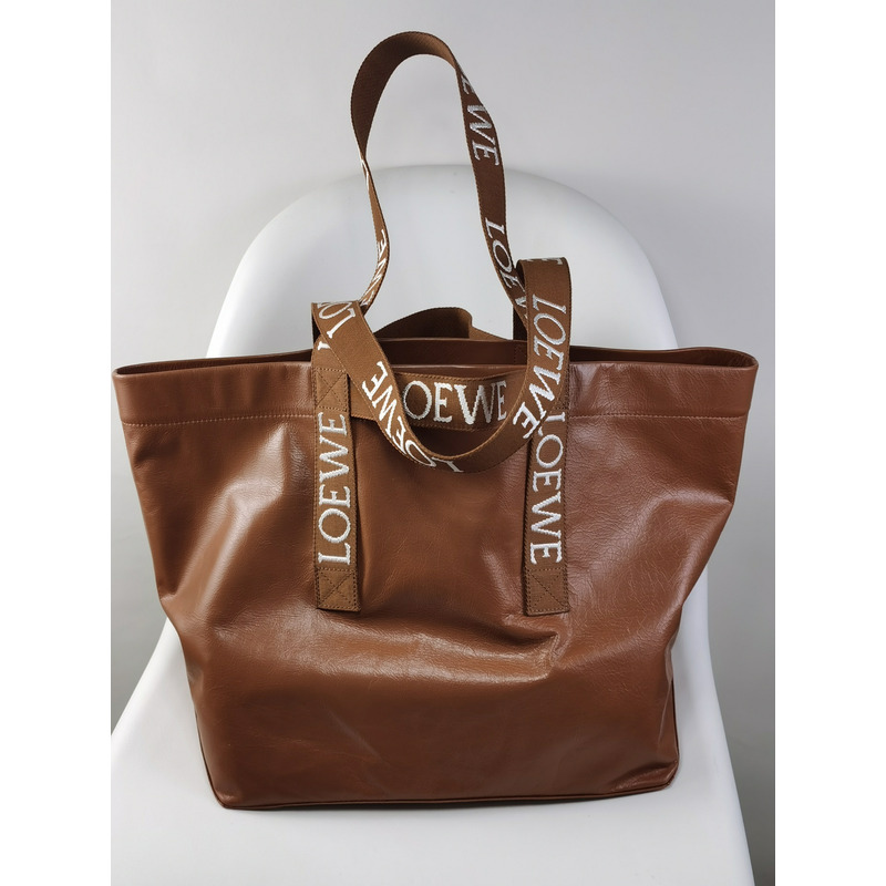 Loewe Fold Shopper In Paper Calfskin Winter Brown