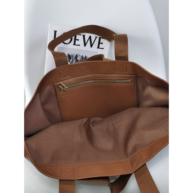 Loewe Fold Shopper In Paper Calfskin Winter Brown