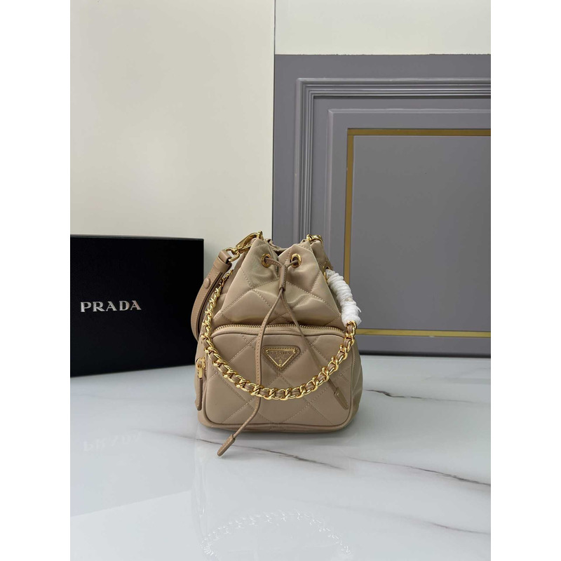 Pra*a re-edition 1995 chaine re-nylon shoulder bag beige