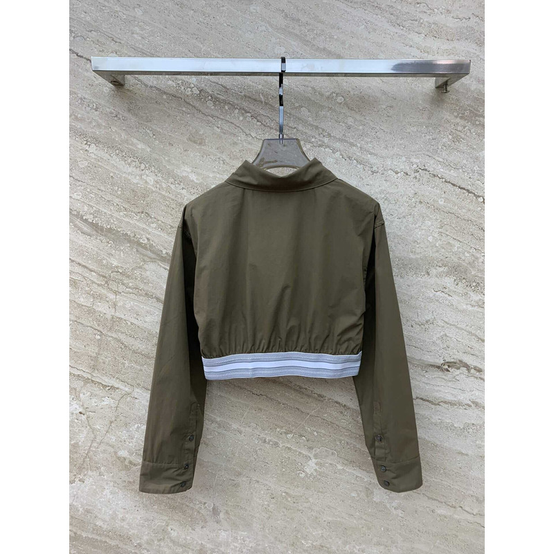 Loewe Cropped Shirt In Cotton Dark Olive Green