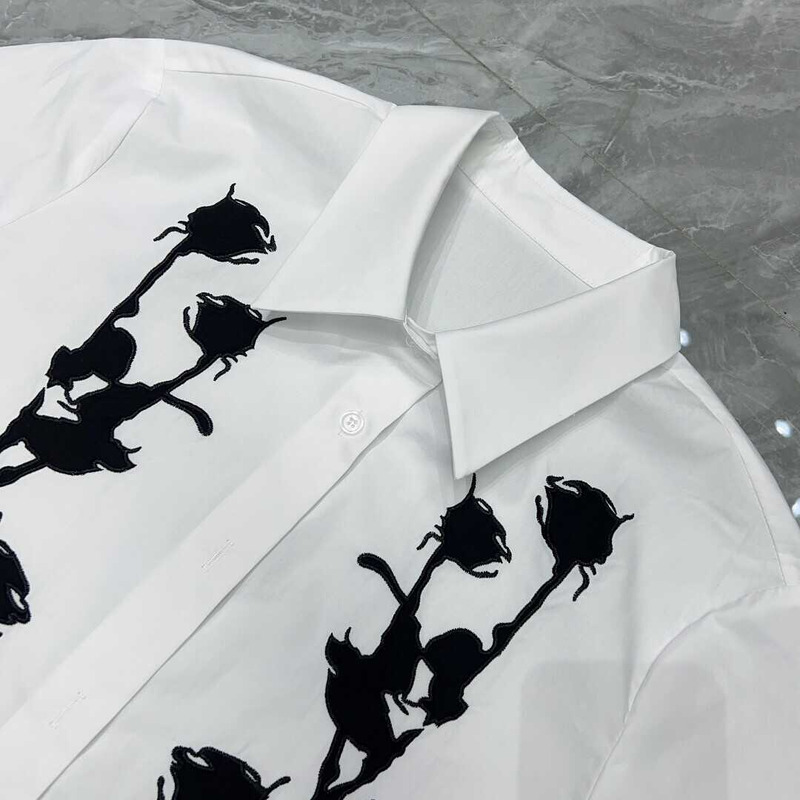 Pra*a embroidered poplin shirt white