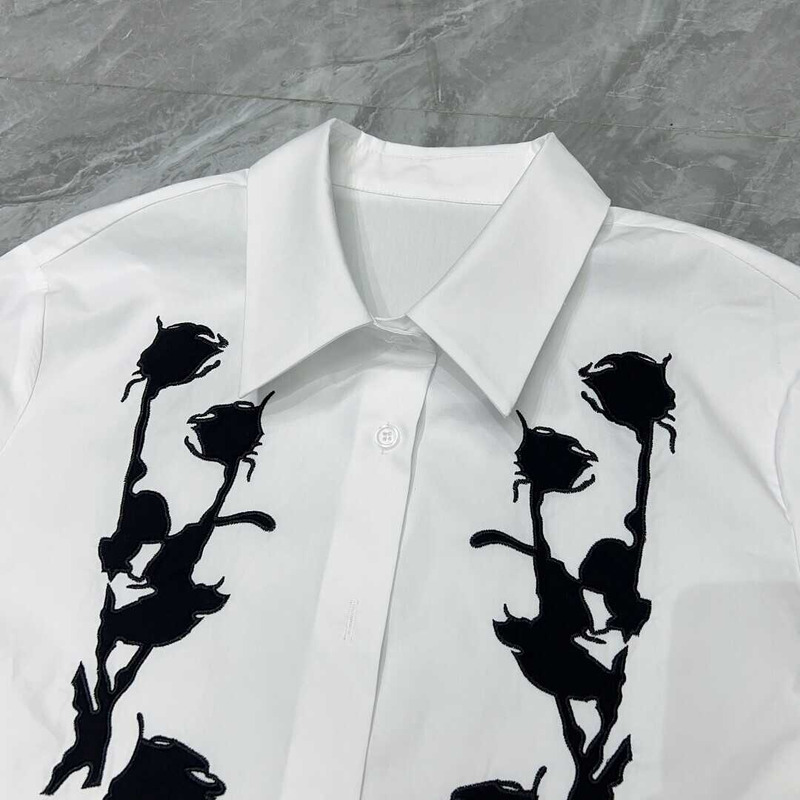 Pra*a embroidered poplin shirt white