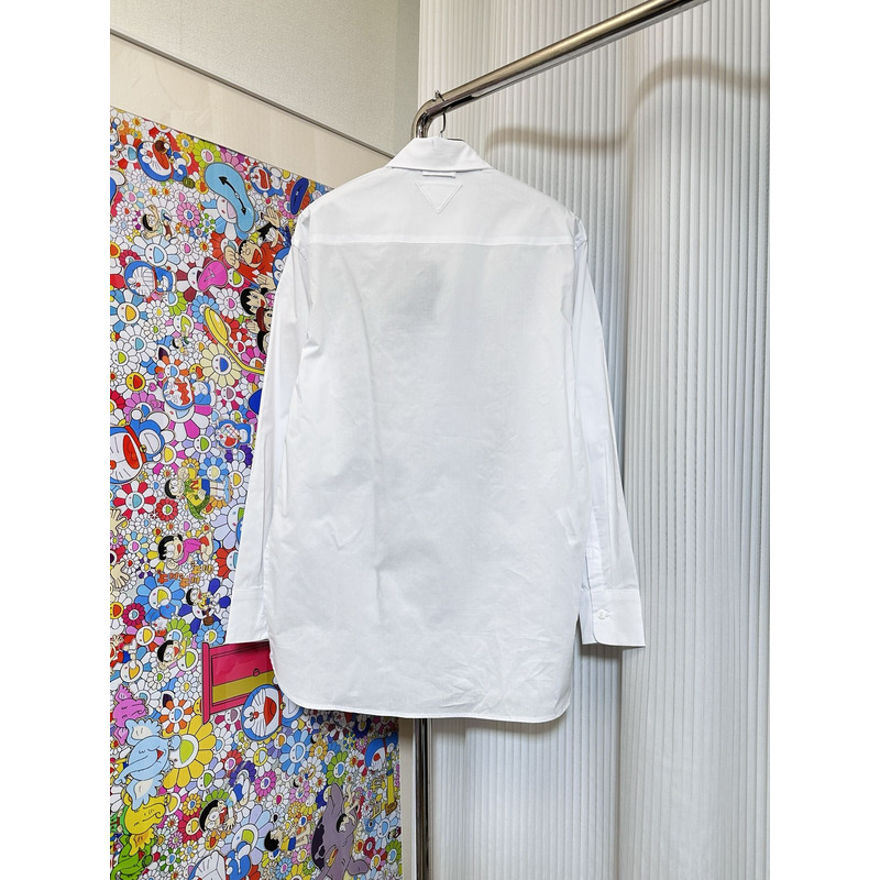 Pra*a embroidered poplin shirt white