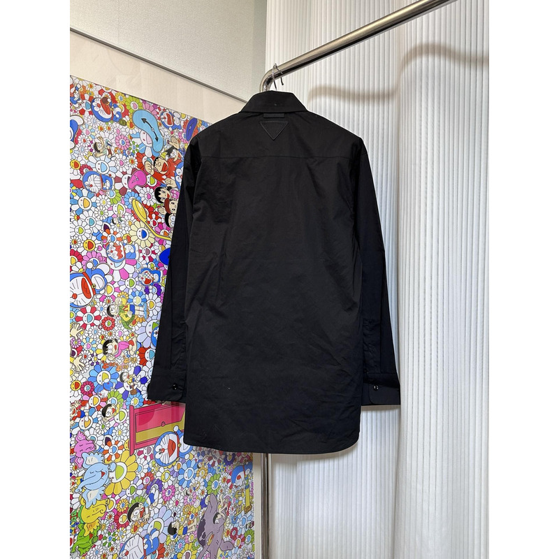 Pra*a embroidered poplin shirt black