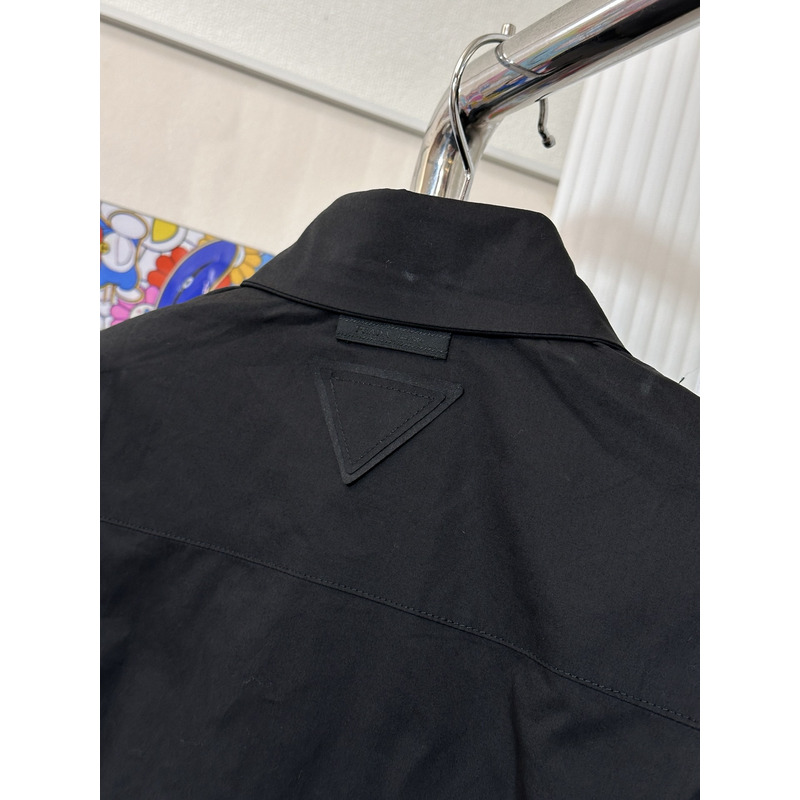 Pra*a embroidered poplin shirt black