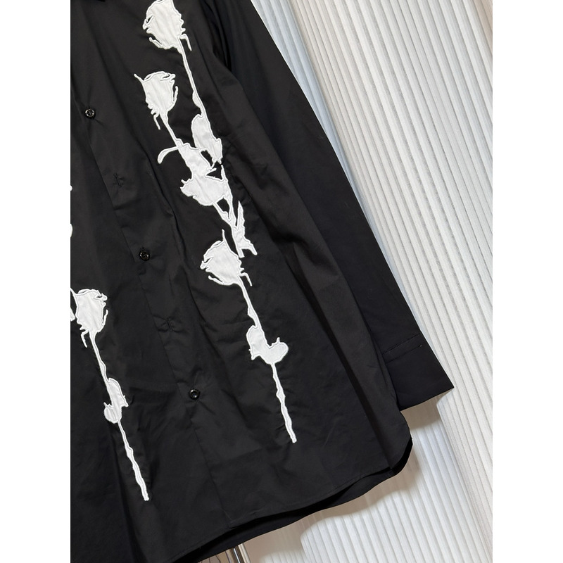 Pra*a embroidered poplin shirt black