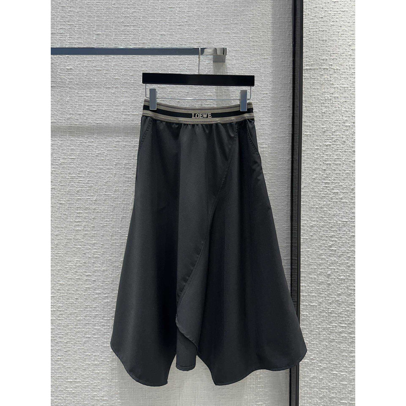 Loewe Asymmetric Skirt In Wool Anthracite Melange