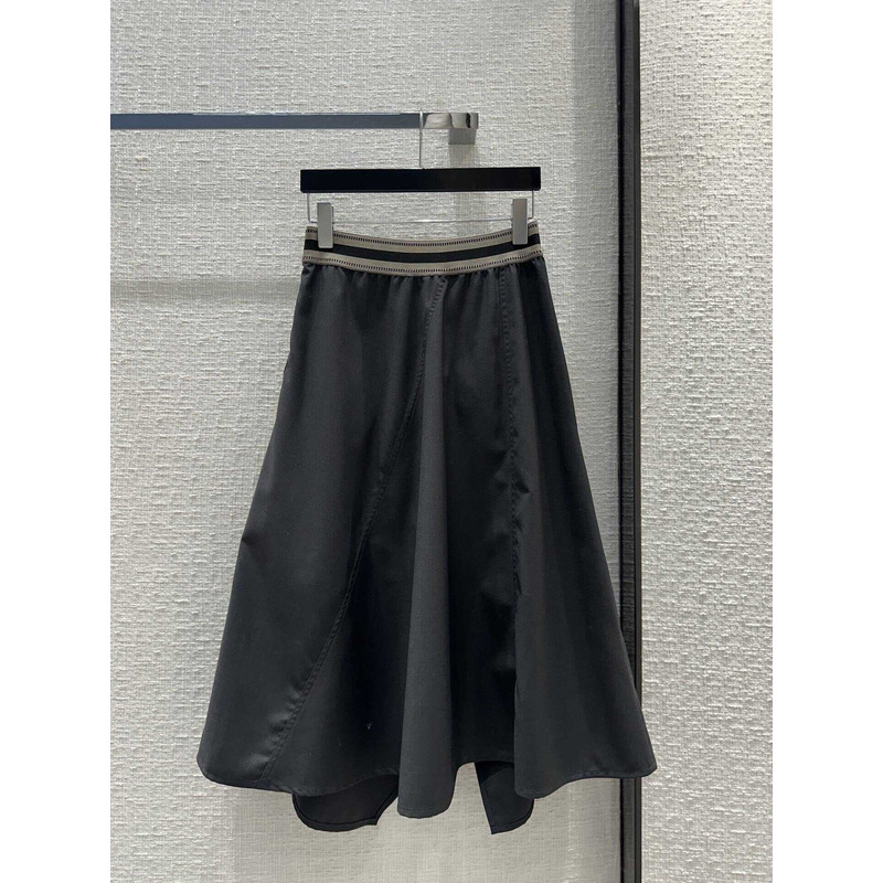 Loewe Asymmetric Skirt In Wool Anthracite Melange