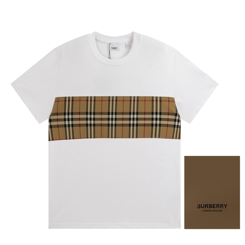 B**rry vintage plaid cut cotton t-shirt white