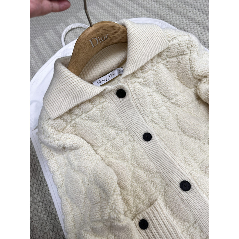 D*or cannage jacket white technical wool and cashmere knit