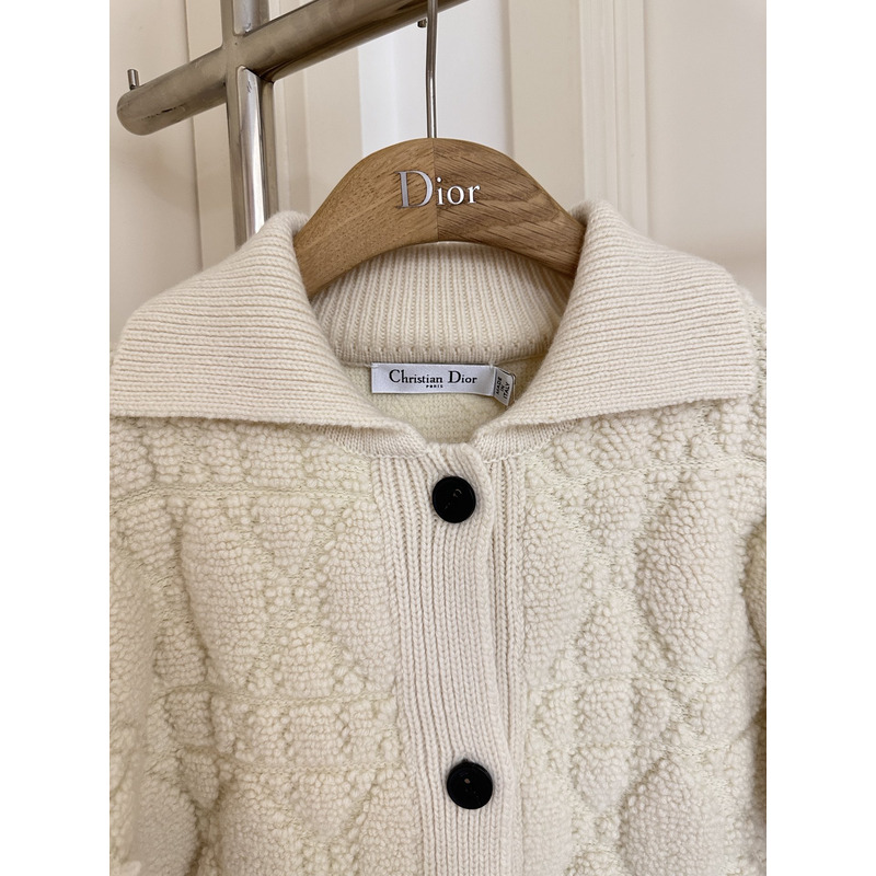 D*or cannage jacket white technical wool and cashmere knit