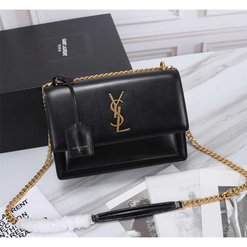 Saint Laurent Sunset Leather Bag Medium Black