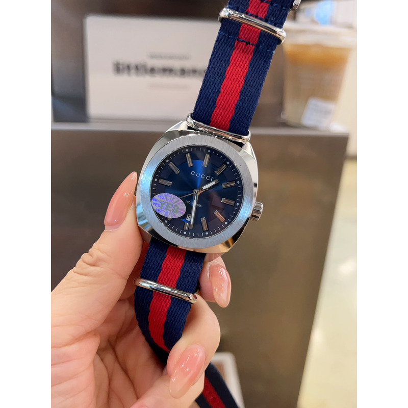 G*u*i gg2570 swiss blue-red-blue web nylon strap watch