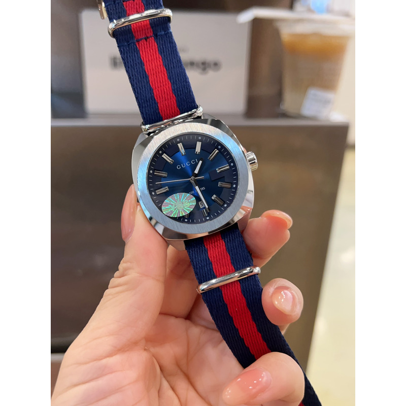 G*u*i gg2570 swiss blue-red-blue web nylon strap watch