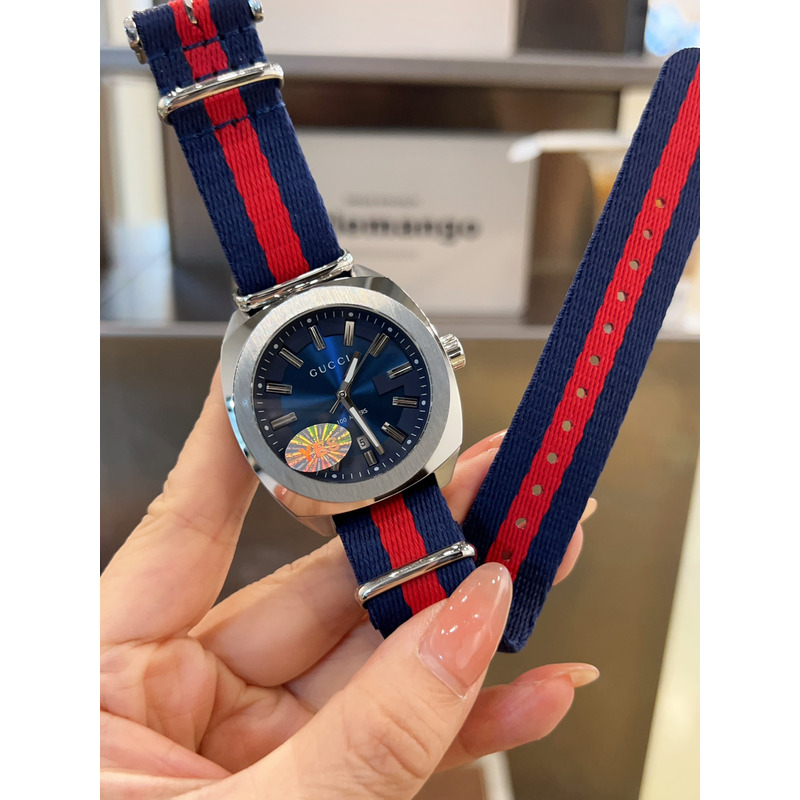 G*u*i gg2570 swiss blue-red-blue web nylon strap watch