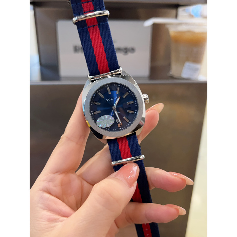 G*u*i gg2570 swiss blue-red-blue web nylon strap watch