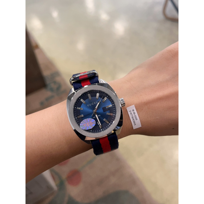 G*u*i gg2570 swiss blue-red-blue web nylon strap watch