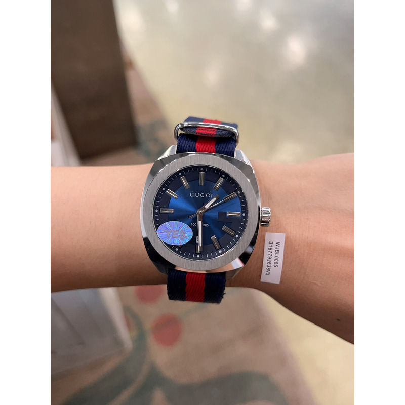 G*u*i gg2570 swiss blue-red-blue web nylon strap watch